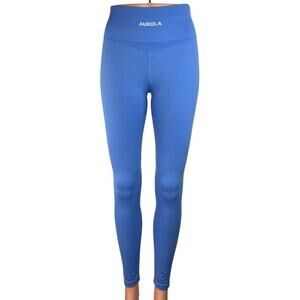 Aurola Women's Blue Mid Rise Elastic Waist Stretch Ankle Skinny Legging Pants S